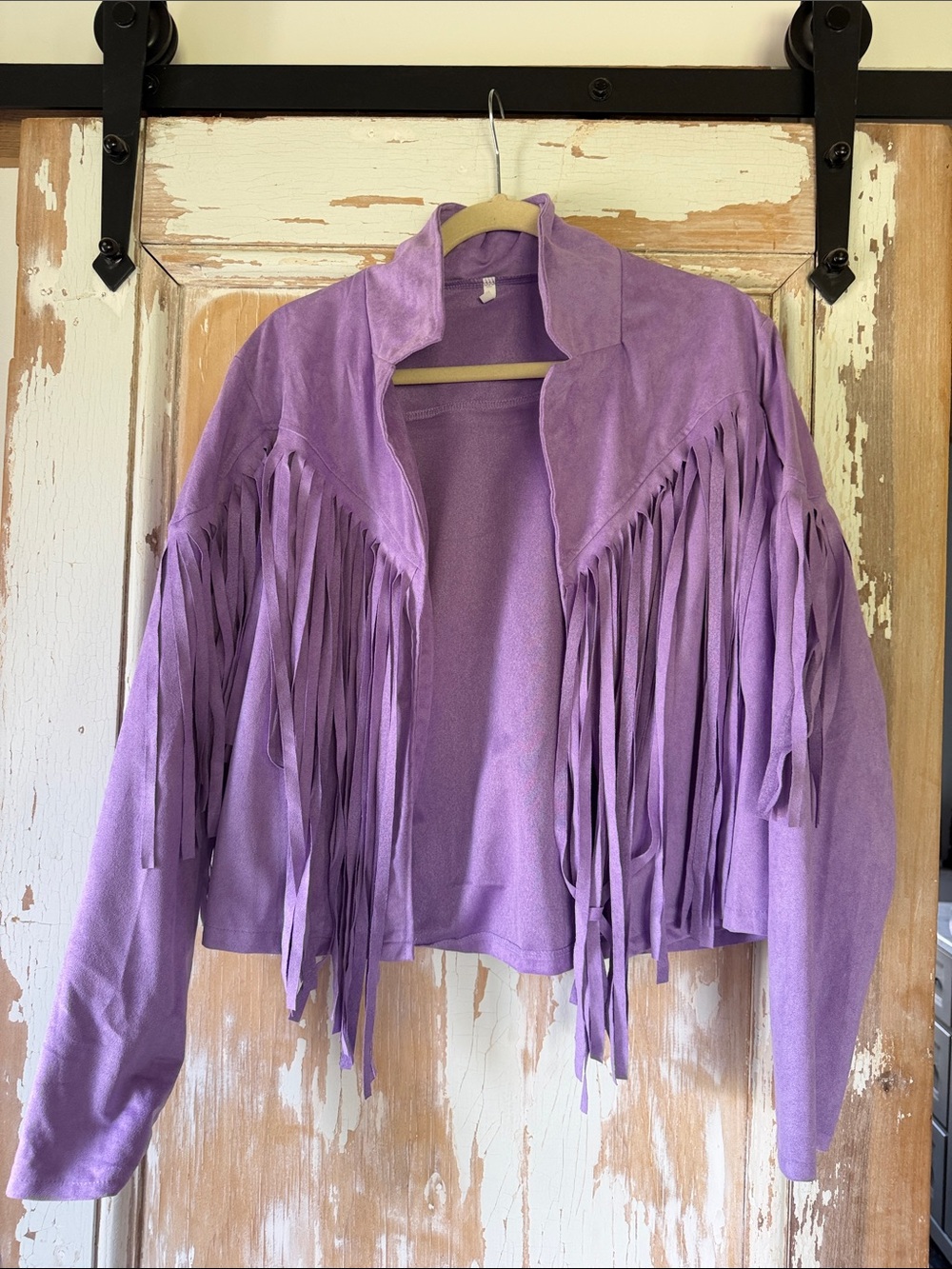 Lavender Fringe Suede-Style Women's Jacket